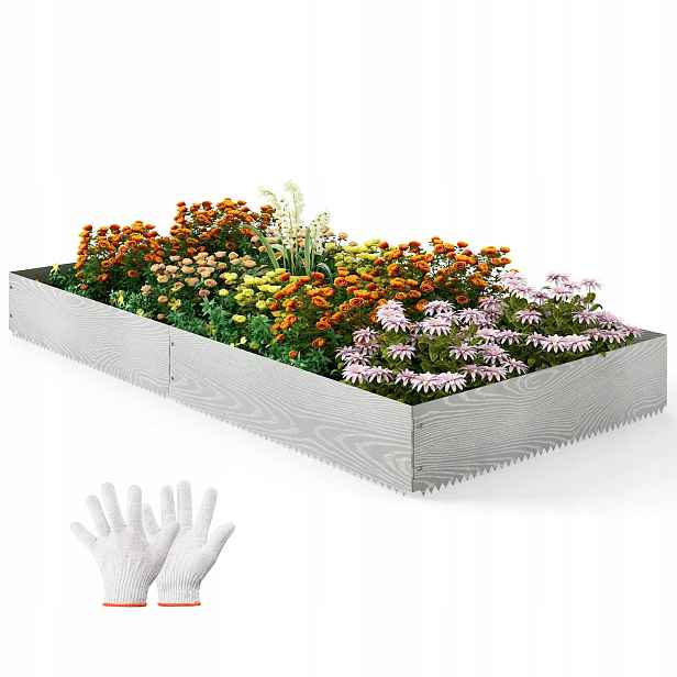 Zahradní lem kovový 110 cm x 22 cm stříbrný
