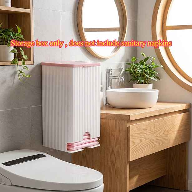 TEMU Multifunkční nástěnná krabička na ukládání vložek do koupelny, lehký luxusní design, pojme vložky, tampony a kapesníčky