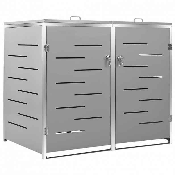 vidaXL Přístřešek na dvě popelnice 138 x 77,5 x 115 cm nerezová ocel