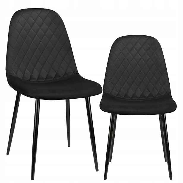 2x Čalouněné Křeslo Moderní Černé Prošívané Na Jídelní Stůl Kuchyně