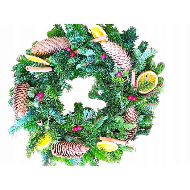 Dekorace, věnec, živý s šiškami a hlohem, Vánoce, advent [BN-Z6]