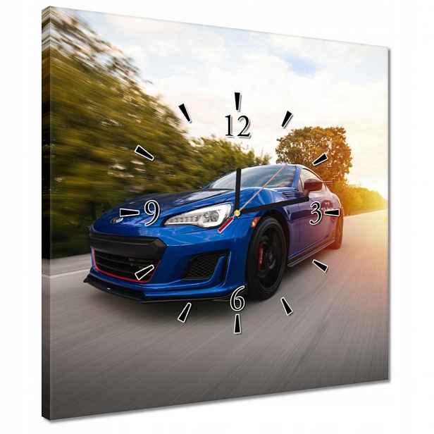 Hodiny 40x40 Automobilový průmysl Modré Auto