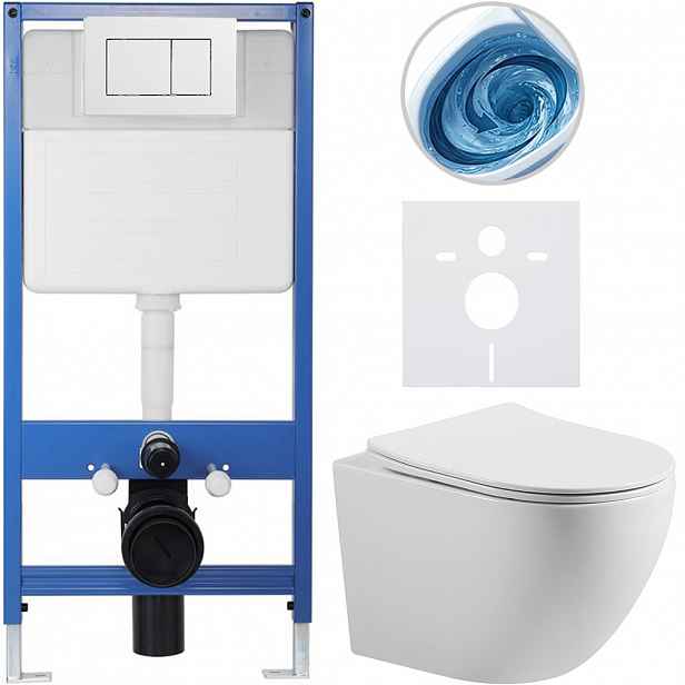 Kompletní WC set Profi/Cesso - bílá lesklá - WC tlačítko Classic/Bílá - předstěnová instalace - 49x36 cm - 8050BD79