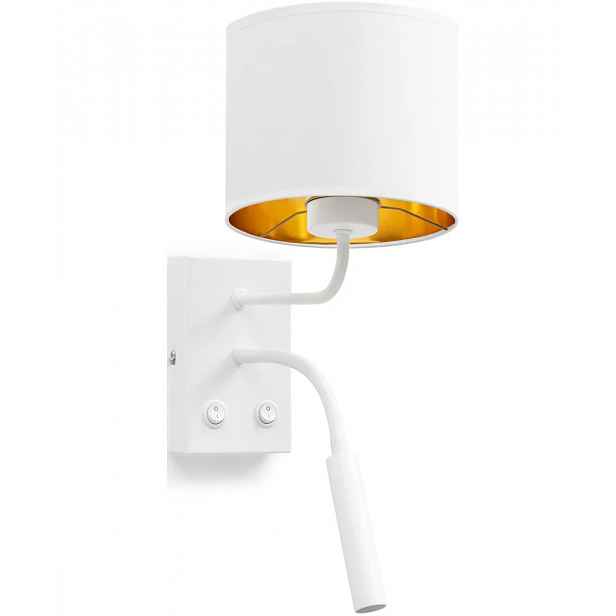 Nástěnná lampa se čtecím ramenem VESPILLO - bílá / zlatá