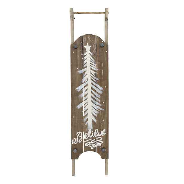 Nástěnné vintage sáně z borovicového dřeva Nature – 19,5*5,5*91 cm Chic Antique