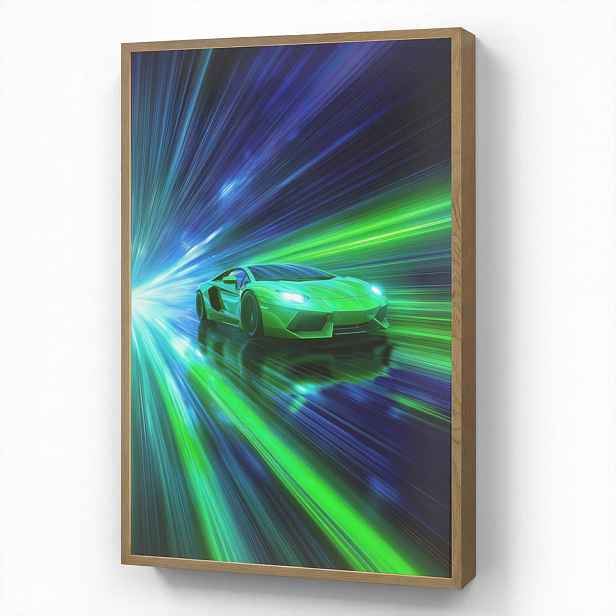OnlyWow DOBÍJECÍ NOČNÍ LAMPIČKA Rychlost - Lehké - Sportovní vůz - Zelená 60x90 cm