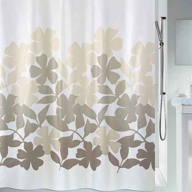 Spirella sprchový závěs Fleury, motiv květin, bílý, 120 x 200 cm, polyester