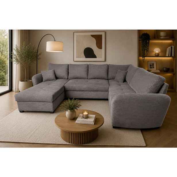 P & B SEDACÍ SOUPRAVA, textil, tmavě šedá