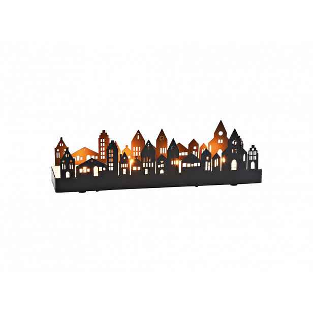 Adventní kovový svícen TOWN 30x8 cm černý