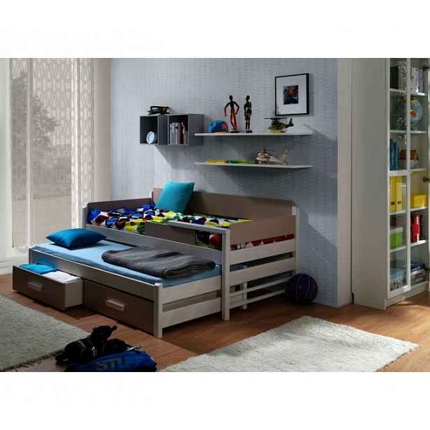 Postel pro děti s přistýlkou 80x200 WADA - bílá / dub lanýž, pravé provedení