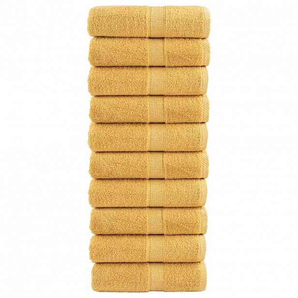 vidaXL Prémiové ručníky pro hosty SOLUND 10 ks zlaté 30x50 cm 600 g/m²