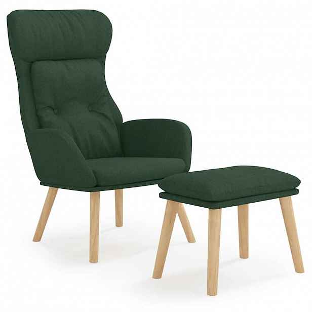 vidaXL Relaxační křeslo s podnožkou tmavě zelené textil