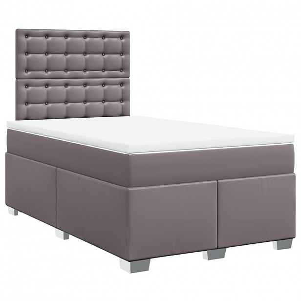 vidaXL Box spring postel s matrací šedá 120x190 cm umělá kůže