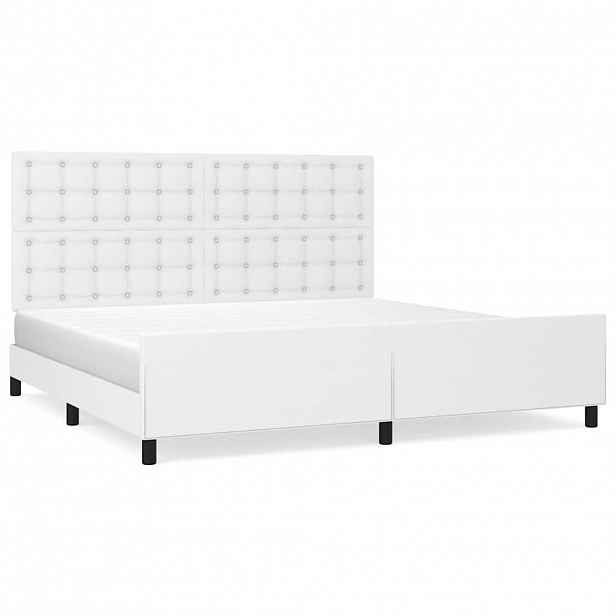 vidaXL Rám postele s čelem bílý 200x200 cm umělá kůže