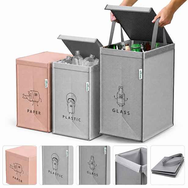 Koše na tříděný odpad 3 Komory 40 L Nádoby na recyklaci Dom Eko