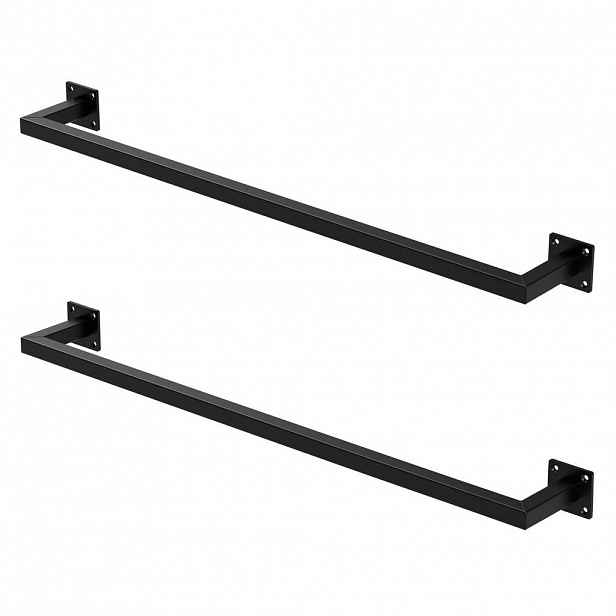 ML-DESIGN VĚŠÁK NA OBLEČENÍ, sada 2 ks, obdélníkový, výška 12 cm x šířka 90 cm, černý, z oceli, ve tvaru písmene U