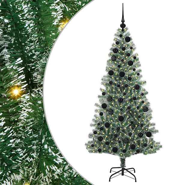 vidaXL Umělý vánoční stromeček se sněhem a LED osvětlením 180 cm