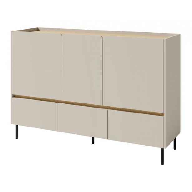 Komoda se zásuvkami Lucky, 150 cm, pískově béžová/olejovaný dub