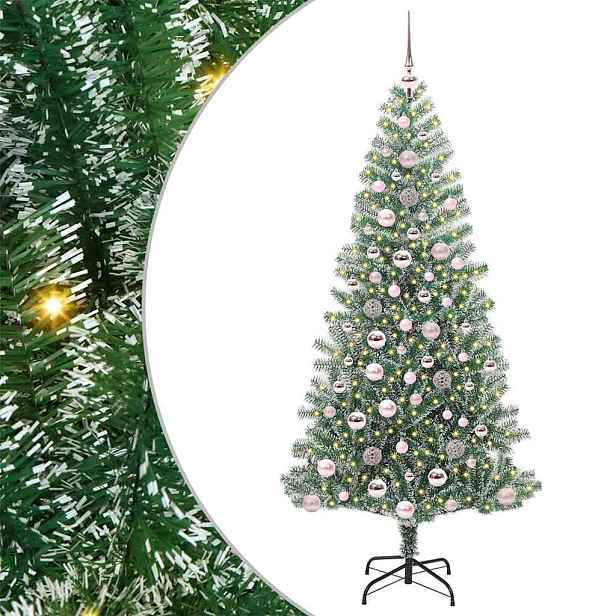 vidaXL Umělý vánoční stromeček se sněhem a LED osvětlením 180 cm