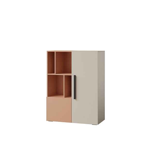 Komoda se skříňkou a otevřeným regálem 90/117 cm (Lorin 6 kašmír/alpaka)