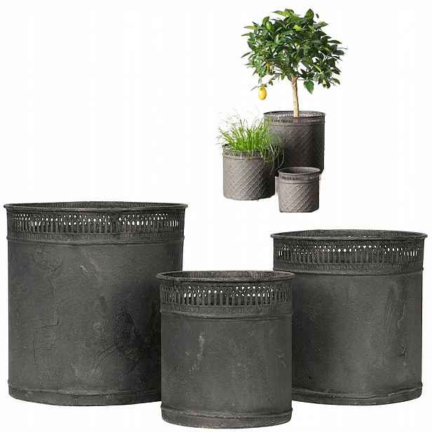 Květináč Na Balkon Terasa Bylinky Bonsai Květiny Šedý Loft Obal 3 Ks
