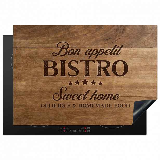 MuchoWow KRYT NA INDUKČNÍ DESKU Citace - Bistro - Dobrou chuť - Sweet home - Textura dřeva 75x52 cm