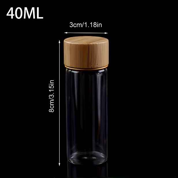 TEMU 2ks Skleněné lahvičky s uzávěrem 20ml/30ml/40ml (0,67oz/1,01oz/1,), Kapacita - Uzavírání, Uzavřené, Bez použití rukou, Klasická kulatá
