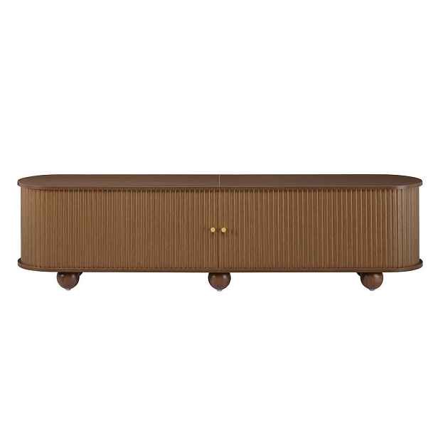 Urban Meuble NÍZKÁ SKŘÍŇKA (LOWBOARD) 180 cm retro s lamelovými posuvnými dvířky a kulovými nožkami