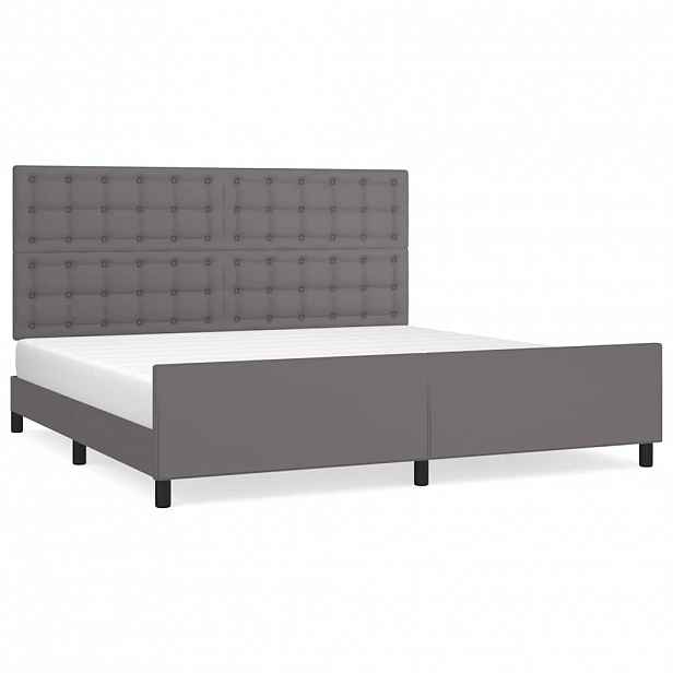 vidaXL Rám postele s čelem šedý 200x200 cm umělá kůže