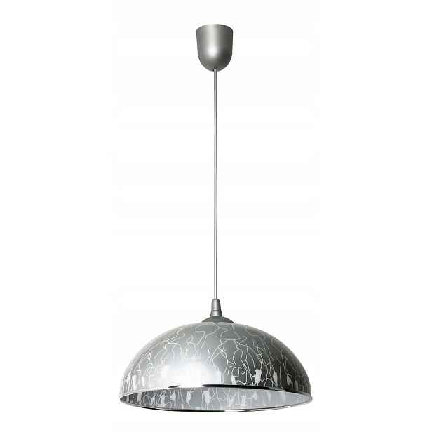 Závěsná lampa stříbrná kulatá 38 cm nad jídelní stůl ozdobná Lampex
