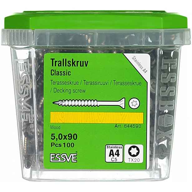 Essve Classic terasový šroub kyselinovzdorný A4 5,0x90mm 100 Ks