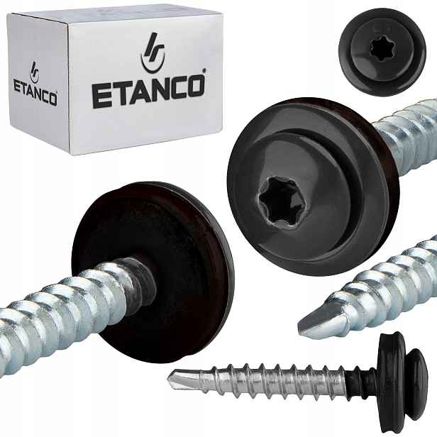 Farmářské vruty Torx 4,8x35 mm Ral 9005 250 Ks plechových vrutů Etanco Gtf P