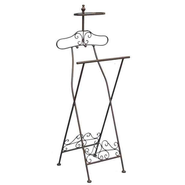 Hnědý antik kovový němý sluha / stojan na oblečení Dressboy - 46*41*121 cm Clayre & Eef