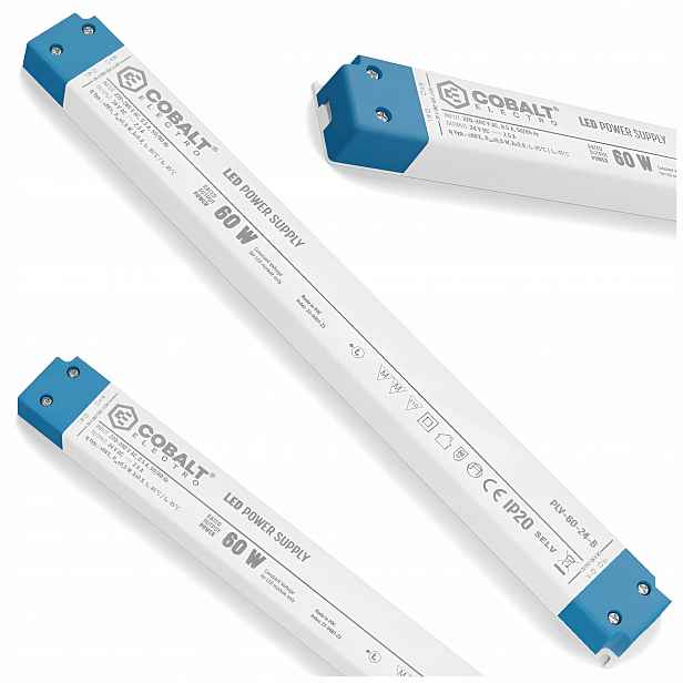 Led zdroj 24V 60W nábytkový CobaltElectro IP20 pro nábytek, štíhlá konstrukce