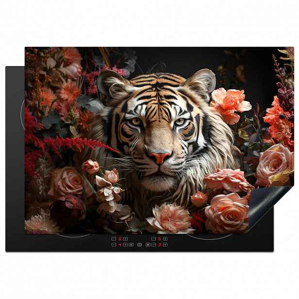 MuchoWow KRYT NA INDUKČNÍ DESKU Tygr - Zvíře - Příroda - Květiny - Botanické motivy 75x52 cm