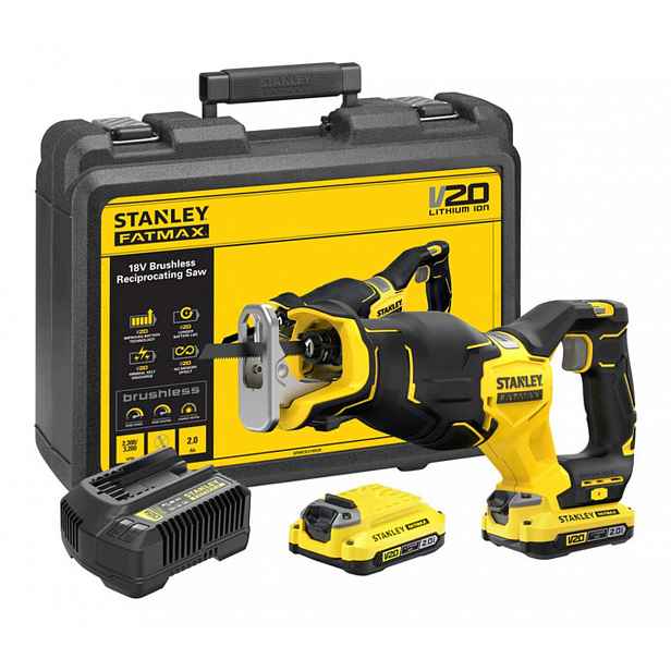 Stanley - 18V AKU mečová pila, 2x aku 2,0 Ah Li-Ion, nabíječka SFMCS310D2K-QW