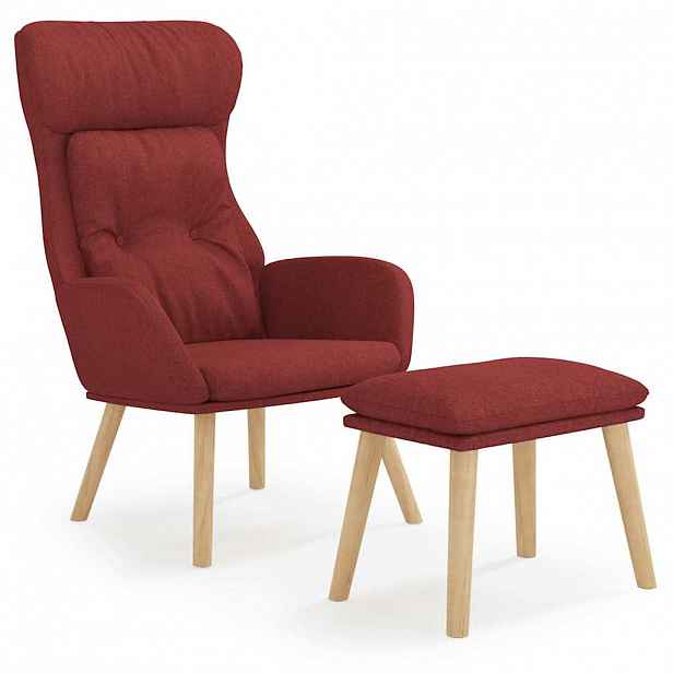 vidaXL Relaxační křeslo s podnožkou vínové textil