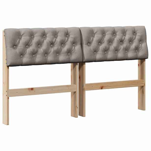 vidaXL Čalouněné čelo postele Taupe 140 cm Masivní borové dřevo