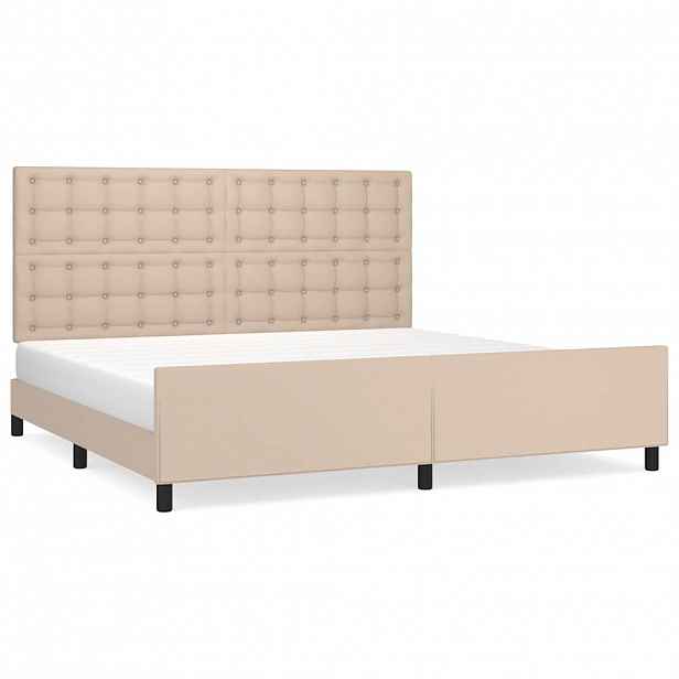 vidaXL Rám postele s čelem cappuccino 200x200 cm umělá kůže