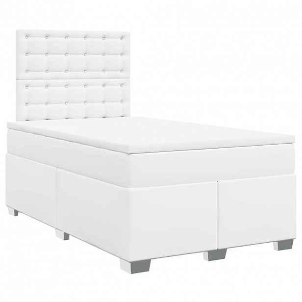 vidaXL Box spring postel s matrací bílá 120x200 cm umělá kůže