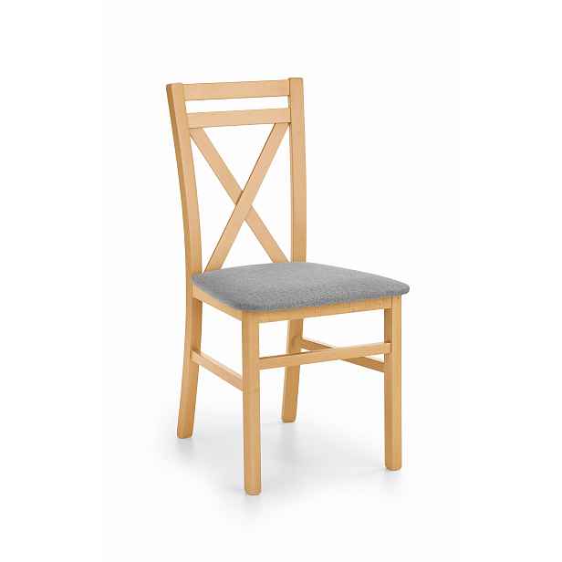 Jídelní židle Derek s polstrem, dub medový/šedá