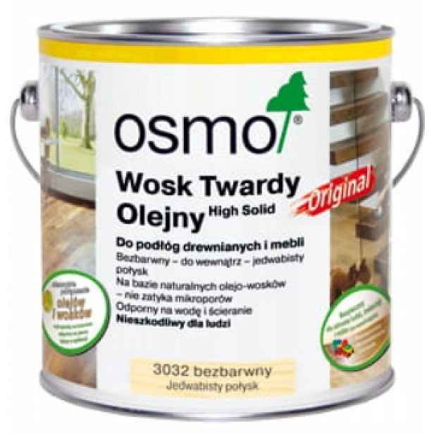 Tvrdý vosk olejový vosk Osmo 3032 bezbarvý, hedvábný lesk na dřevo 2,5 l
