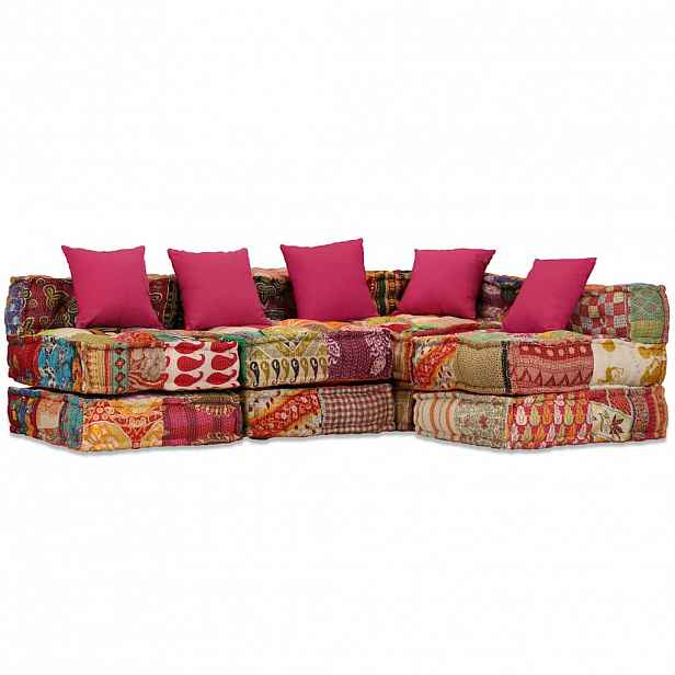 vidaXL 4místný modulární pouf patchwork textil