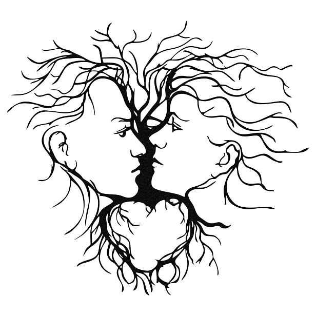 Wallity Nástěnná kovová dekorace MAN & WOMAN černá