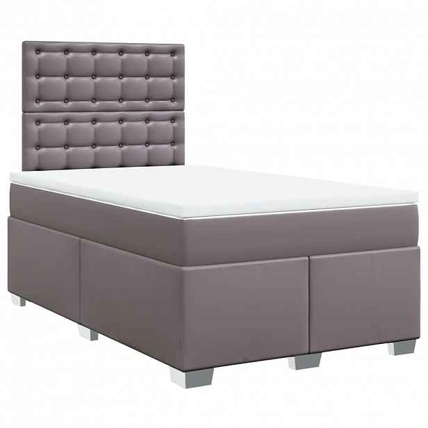 vidaXL Box spring postel s matrací šedá 120x200 cm umělá kůže