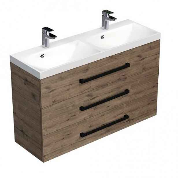 Koupelnová skříňka s umyvadlem SAT Cube Way 120x47,5x40 cm dub Wellington mat CUBE2C1203DW