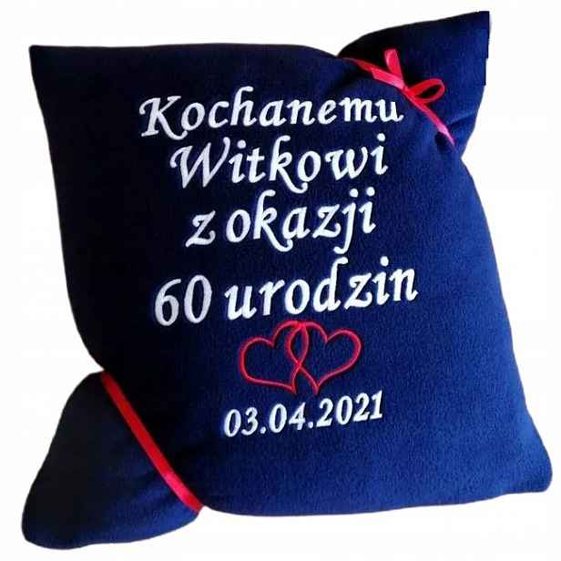 Dárek k 60. Narozeninám pro muže chlapa, jehož Polštář s věnováním a výšivkou