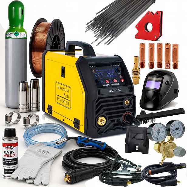 Svařovací stroj Magnum Mig 213 Synergia Mig/mag Mma Tig Flux 200A 230V SET1