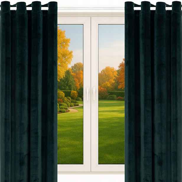 Velurové Záclony Zelené 140X260 Na Průchodkách Silné Záclony Velur