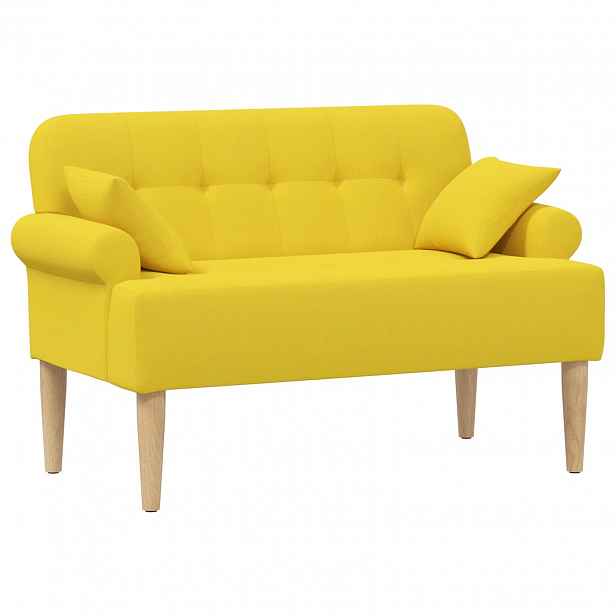 vidaXL Pohovka s knoflíkovým prošíváním Světlá žlutá 120 x 65 x 79 cm